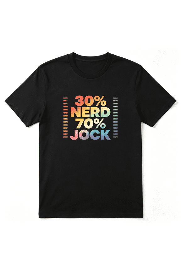 30% Nerd 70% Jock Vintage Graphic Tee for Men and Women, Humorous Party Cotton Short Sleeves T-Shirt