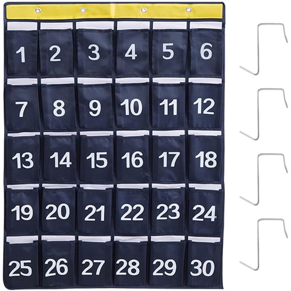 30 Numbered Pockets, Hanging Pocket Organizer, Cell Phones Calculator Holder, Classroom Chart Organizer for Phone, Key, ID Cards and More