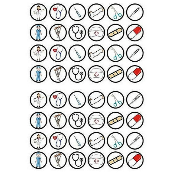 30 Nurses Doctors Edible PREMIUM THICKNESS SWEETENED VANILLA, Wafer Rice Paper Cupcake Toppers/Decorations