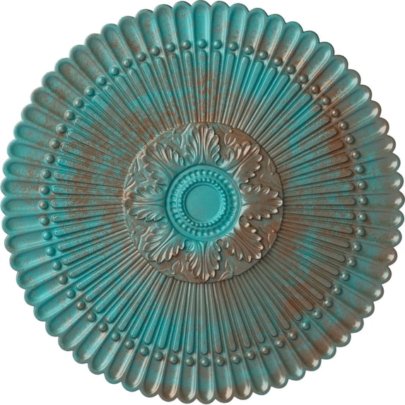 30"OD x 1 1/4"P Nexus Ceiling Medallion (Fits Canopies up to 2 3/4"), Hand-Painted Copper Green Patina