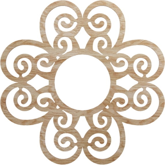 30"OD x 10 1/4"ID x 1/4"T Cohen Wood Fretwork Pierced Ceiling Medallion, Red Oak