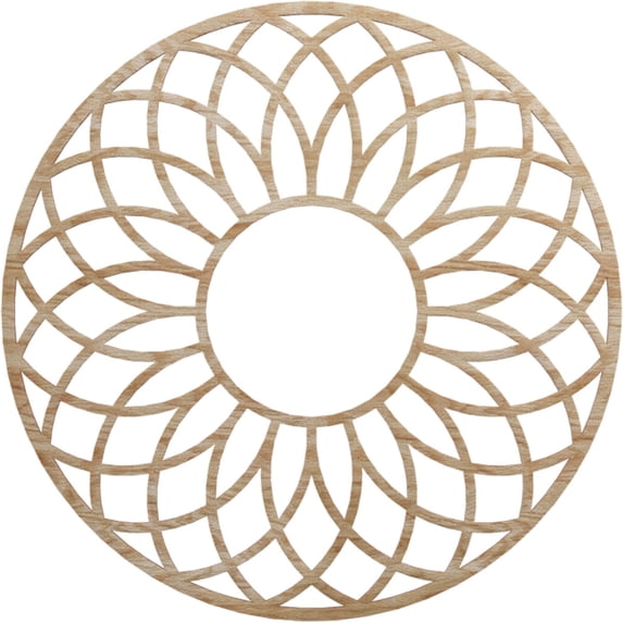 30"OD x 10 1/4"ID x 3/8"T Cannes Wood Fretwork Pierced Ceiling Medallion, Red Oak