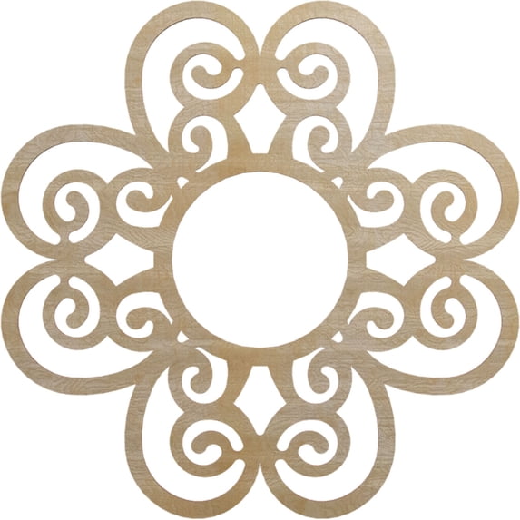 30"OD x 10 1/4"ID x 3/8"T Cohen Wood Fretwork Pierced Ceiling Medallion, Birch