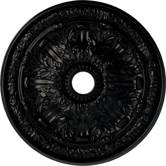 30"OD x 3 7/8"ID x 3 1/4"P Flagstone Ceiling Medallion (Fits Canopies up to 3 7/8"), Hand-Painted Jet Black