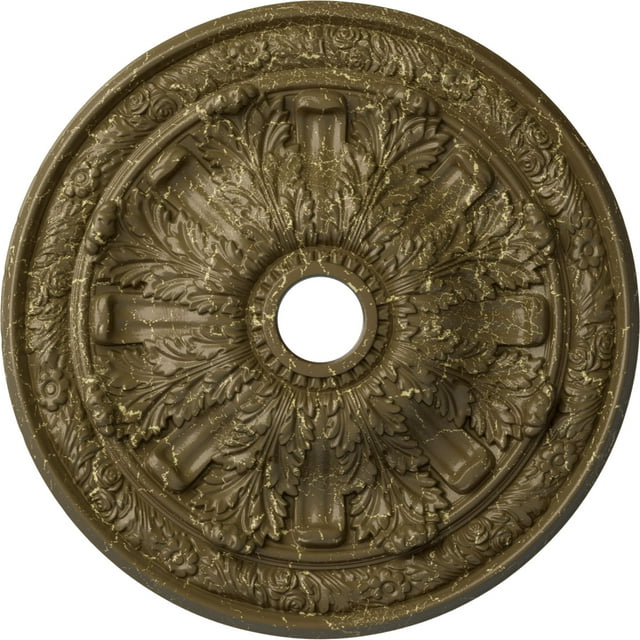 30"OD x 3 7/8"ID x 3 1/4"P Flagstone Ceiling Medallion (Fits Canopies up to 3 7/8"), Hand-Painted Mississippi Mud Crackle