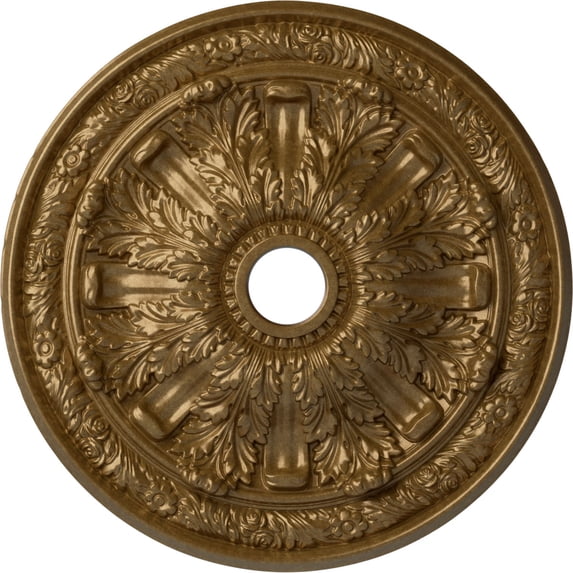 ekena millwork cm30flpas 30" od id x 3 1/4" p flagstone (fits canopies up to 3 7/8"), hand-painted pale gold ceiling medallion,