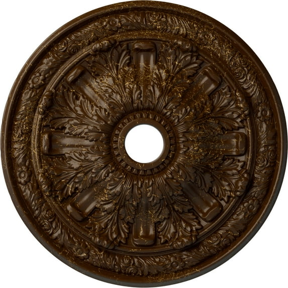 30"OD x 3 7/8"ID x 3 1/4"P Flagstone Ceiling Medallion (Fits Canopies up to 3 7/8"), Hand-Painted Root Beer Crackle