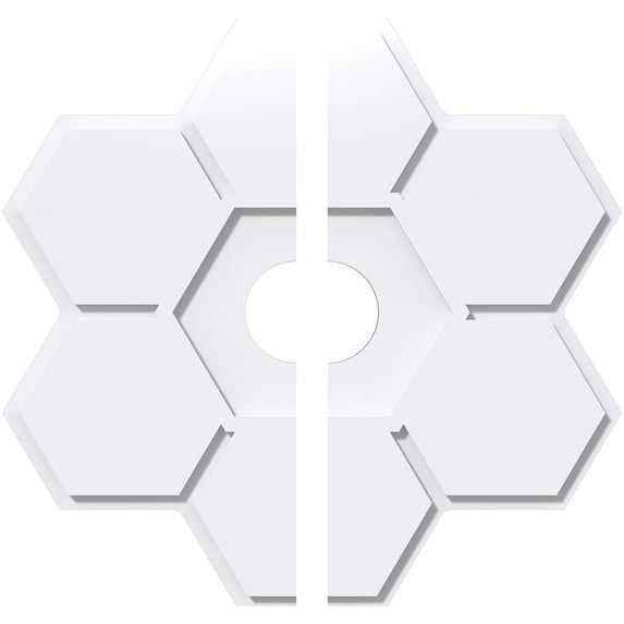 30"OD x 5"ID x 10 1/2"C x 1"P Daisy Architectural Grade PVC Contemporary Ceiling Medallion, Two Piece