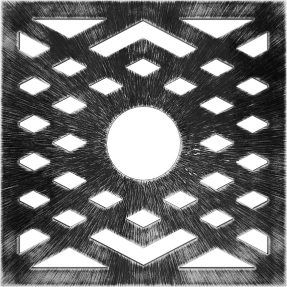 30"OD x 7 3/4"ID x 1"P Chevron Architectural Grade PVC Pierced Ceiling Medallion, Antiqued Pewter