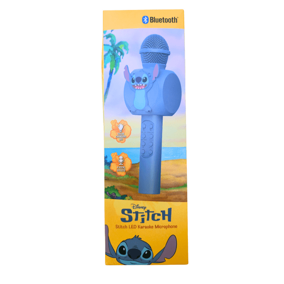 Stitch Bluetooth Karaoke Microphone, Stitch, LED Lights, 4 Vocal Effects (Blue)