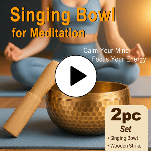 Yoga Striking Bowl Mat Tibetan Singing Bowl Set with Wooden Striker and Silk Cushion for Yoga Meditation Chakra Healing Stress Relief JASKFLY