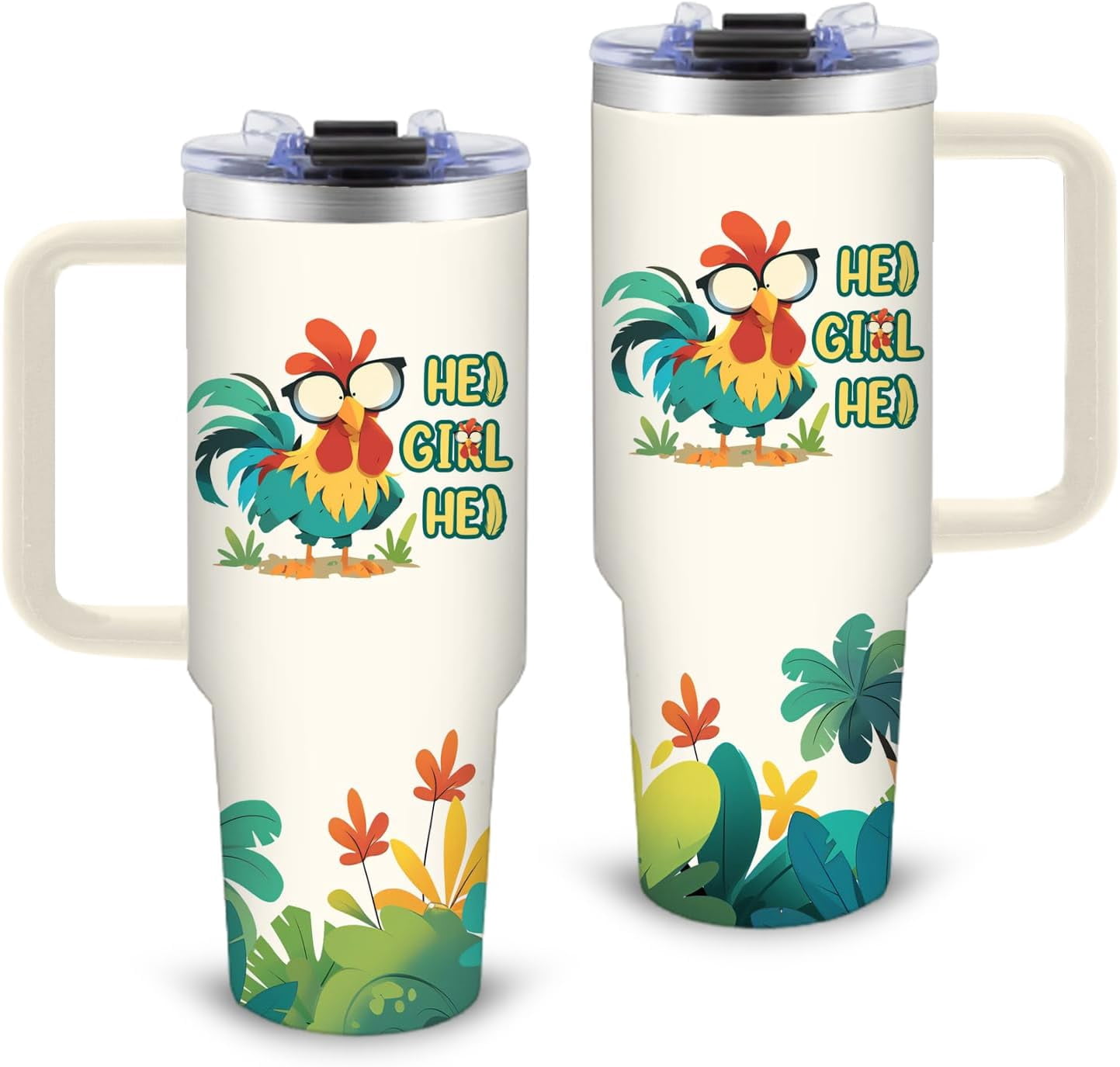 30 OZ Chicken Tumbler with Handle and Straws Stainless Steel Insulated Travel Coffee Mugs, Leak-Proof, Funny Chickens Cups for Chickens Lovers Birthday Christmas Gifts Water Cup