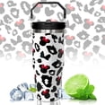 thumbnail image 1 of 30 OZ Tumbler with Handle and Straw Lid, 5D Printed Stainless Steel Tumbler with Straw, Leakproof Tumbler, Tumbler Lid Straw, Double Insulated Tumblers（Leopard print）, 1 of 5