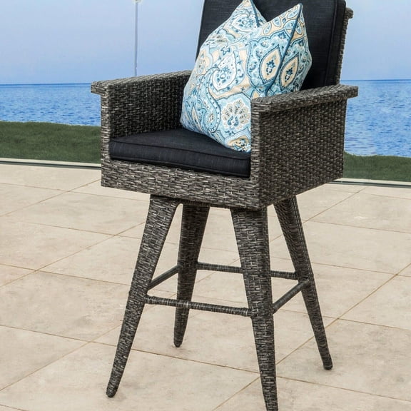 30" Outdoor Barstool with Water Resistant Dark Grey Cushion / For Outdoor Entertaining Spaces, Attractive Style
