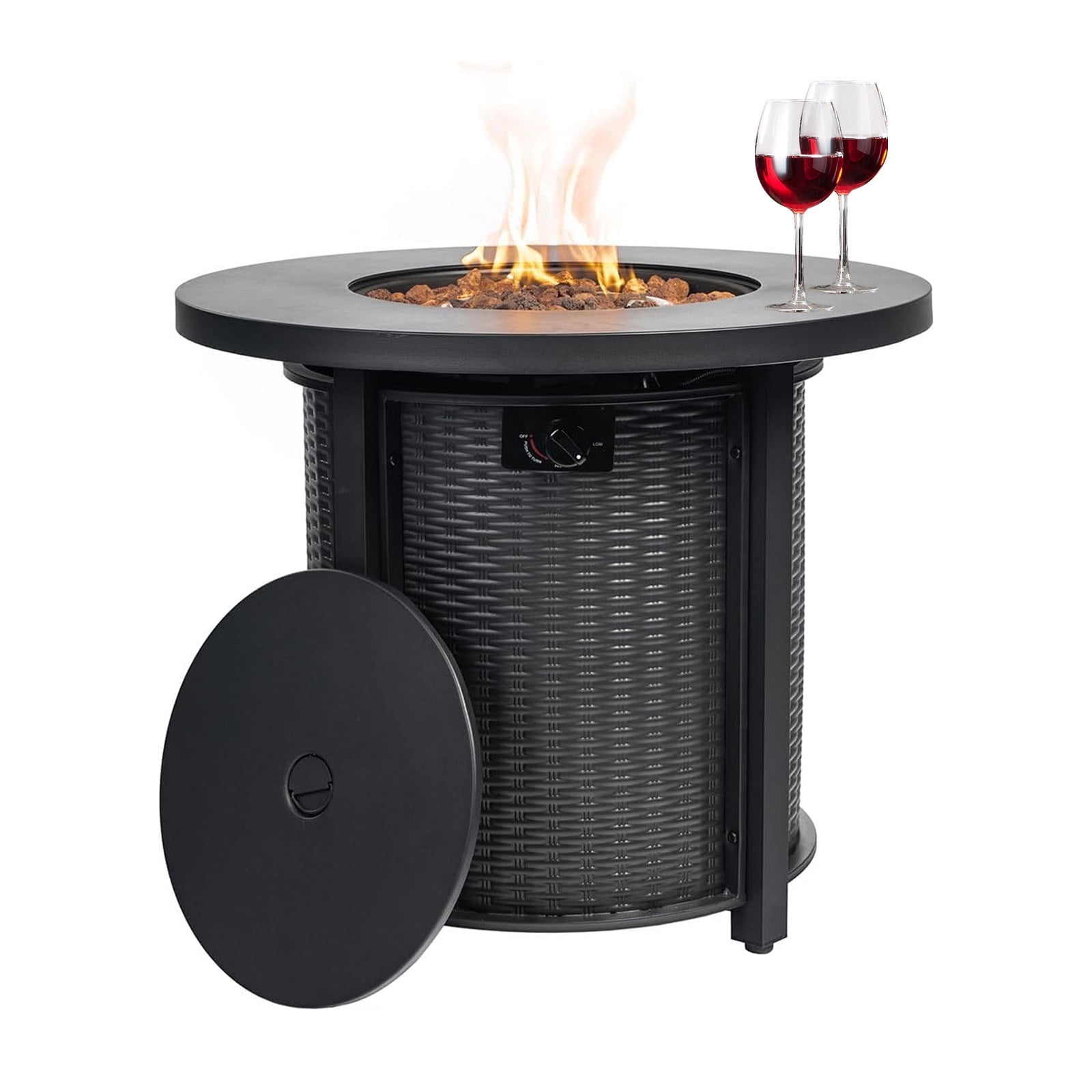 30"  Outdoor Propane fire pit table, Gas fire pits for outside patio, 50000 BTU Round  Small fireplace, Stainless Steel Burner