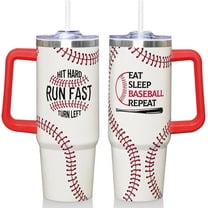 30 Oz Baseball Tumbler with Handle and Straw, Insulated Stainless Steel Cup Water Bottle Drinking Cup, Christmas Birthday Baseball Gifts for Boys, Team, Men, Women, Coach