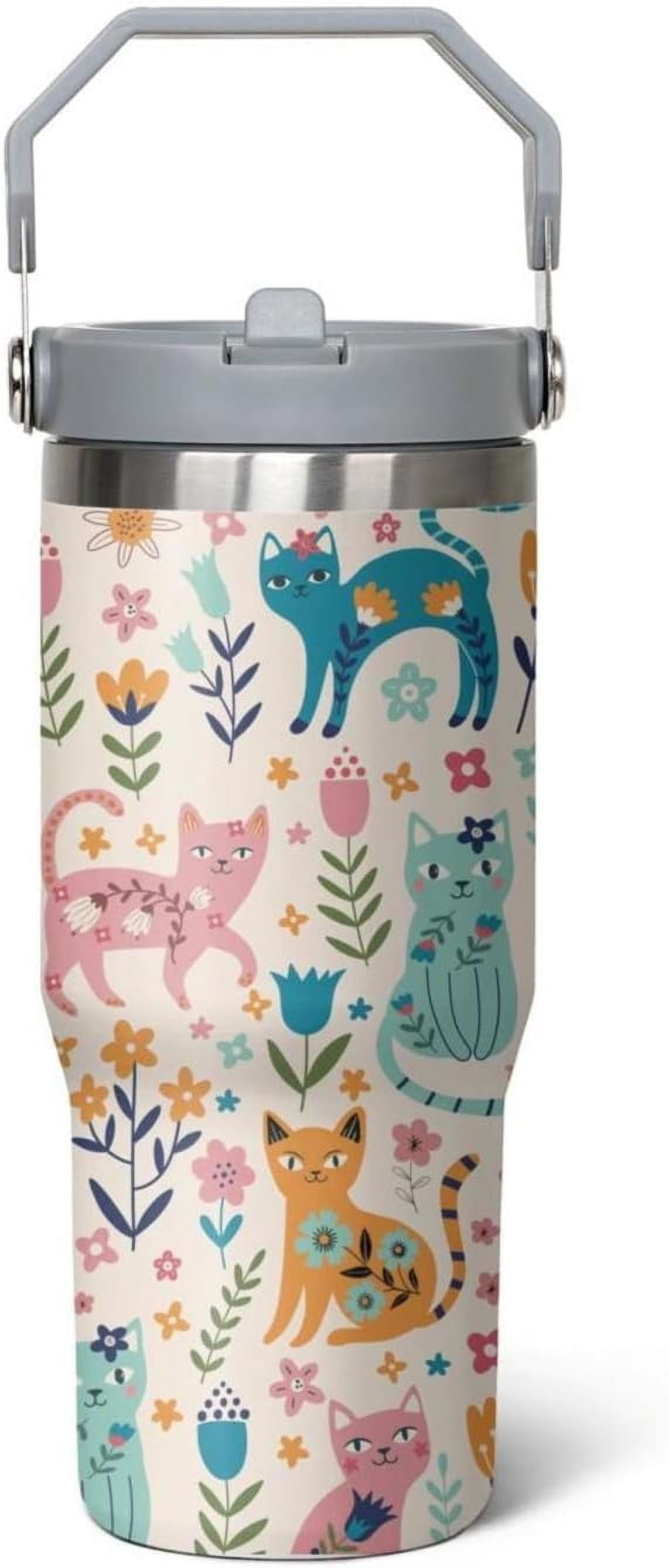 Glass Tumbler With Lid & Straw - Cats main image 1