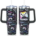 thumbnail image 1 of 30 Oz Gaming Tumbler with Handle and Straw, Gamer Tumbler for Men Boys Insulated Stainless Steel Coffee Travel Cup Mug Water Bottle, Cool Gaming Gamer Gifts for Men Teenage Boys Him, 1 of 6
