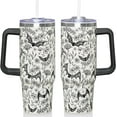 thumbnail image 1 of 30 Oz Halloween Tumbler with Handle and Straw, Gothic Goth Bat Tumbler Insulated Stainless Steel Coffee Travel Mug Cup Water Bottle, Christmas Halloween Birthday Witchy Gothic Gifts for Men, Women, 1 of 6