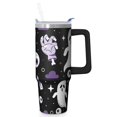 thumbnail image 1 of 30 Oz Halloween Tumbler with Handle and Straw, Haunted Ghost Cat Water Bottle Travel Cup, Halloween Birthday Gifts for Women Adults Teenagers, 1 of 5