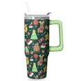 thumbnail image 1 of 30 Oz Merry Christmas Bells Tumbler With Handle, Holiday Coffee Travel Mug Cup, Winter Gift, 1 of 5