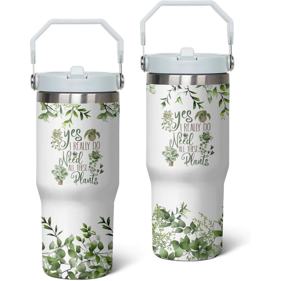 30 Oz Plant Tumbler for Women Gifts for Plants Lovers, Planter Lady Mug Gifts for Gardening Women, Stainless Steel Insulated Plant Cups with Handle and Straw Gift For Birthday Christmas Mothers Day