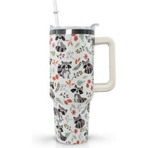 30 Oz Racoon Tumbler with Handle | Insulated Stainless Steel Travel Mug | Raccoon Decor Coffee Water Bottle | Leak Proof, Gift for Women