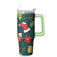 thumbnail image 1 of 30 Oz Reindeer And Bells Tumbler With Handle, Holiday Coffee Travel Cup, Xmas Gift, 1 of 5