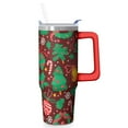 thumbnail image 1 of 30 Oz Reindeer Bells Tumbler With Handle, Xmas Coffee Travel Cup, Festive Holiday Gift, 1 of 5