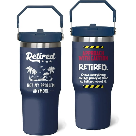 30 Oz Retirement Tumbler with Handle and Straw, Best Retirement Cup Gift Ideas for Men, Fathers Day Stainless Steel Retired Cup Gifts for Men