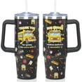 thumbnail image 1 of 30oz School Bus Driver Tumbler with Handle & Straw | Insulated Stainless Steel Travel Mug for Coffee & Drinks | Best Appreciation Gift for Men and Women, 1 of 6