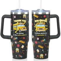 30oz School Bus Driver Tumbler with Handle & Straw | Insulated Stainless Steel Travel Mug for Coffee & Drinks | Best Appreciation Gift for Men and Women