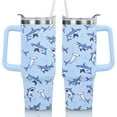 thumbnail image 1 of 30 Oz Shark Tumbler with Handle and Straw Blue Shark Coffee Travel Cup Mug Water Bottle Drinking Glass, Mother''s Day Birthday Gifts for Mom, Christmas Birthday Gifts for Women Girls, 1 of 3