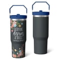 thumbnail image 1 of 30 Oz Tumbler Cartoon Of Grey Flowers Tumbler with Lid and Straw, Birthday Gift Cup for Friend Women Men Coffee Travel Mug Thanksgiving Day Halloween Christmas Gift Water Bottle, 1 of 7