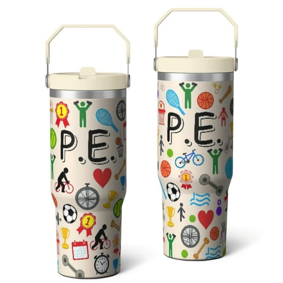 30 Oz Tumbler Football Physical Education Teacher Tumbler with Lid and Straw, Birthday Gift Cup for Friend Women Men Coffee Travel Mug Thanksgiving Day Halloween Christmas Gift Water Bottle