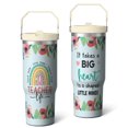 thumbnail image 1 of 30 Oz Tumbler Give the Teacher Light Blue Flowers Tumbler with Lid and Straw, Birthday Gift Cup for Friend Women Men Coffee Travel Mug Thanksgiving Day Halloween Christmas Gift Water Bottle, 1 of 7