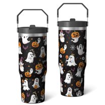 30 Oz Tumbler Halloween Pumpkin Ghost Tumbler with Lid and Straw, Birthday Gift Cup for Friend Women Men Coffee Travel Mug Thanksgiving Day Halloween Christmas Gift Water Bottle