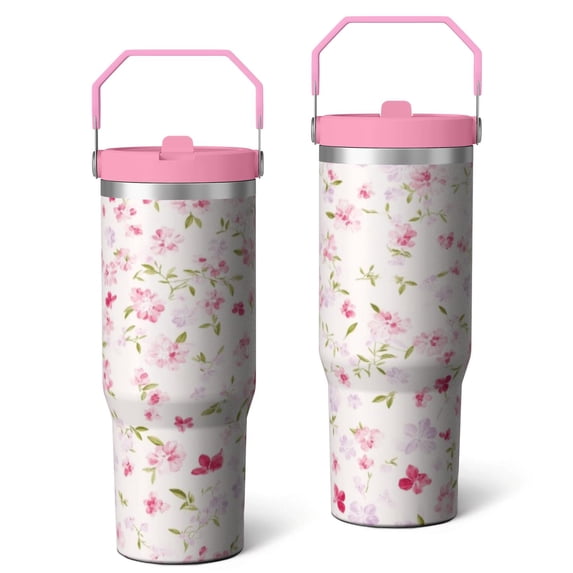 30 Oz Tumbler with Handle, Large Capacity Insulated Tumbler Abstract Modern Oil Painting Coffee Cup Western Travel Accessories Home Decor Gifts for Hot and Cold Drinks