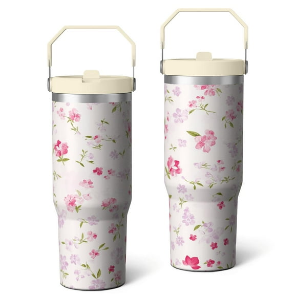 30 Oz Tumbler with Handle and Straw Vacuum Insulated Water Bottles with Flip Straw and Top Handle SpillProof Travel Mug Reusable Insulated Cup for Birthdays Christmas Abstract Modern Oil Painting