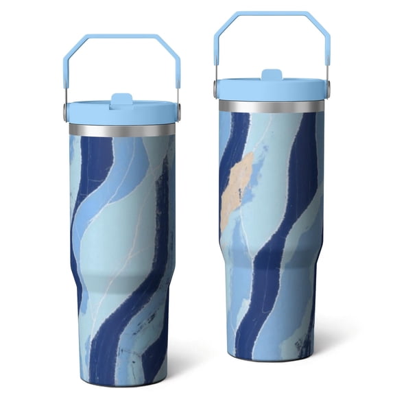 30 Oz Tumbler Marble Geometric Flowers Tumbler with Lid and Straw, Birthday Gift Cup for Friend Women Men Coffee Travel Mug Thanksgiving Day Halloween Christmas Gift Water Bottle