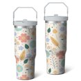 thumbnail image 1 of 30 Oz Tumbler Marble Geometric Flowers Tumbler with Lid and Straw, Birthday Gift Cup for Friend Women Men Coffee Travel Mug Thanksgiving Day Halloween Christmas Gift Water Bottle, 1 of 7
