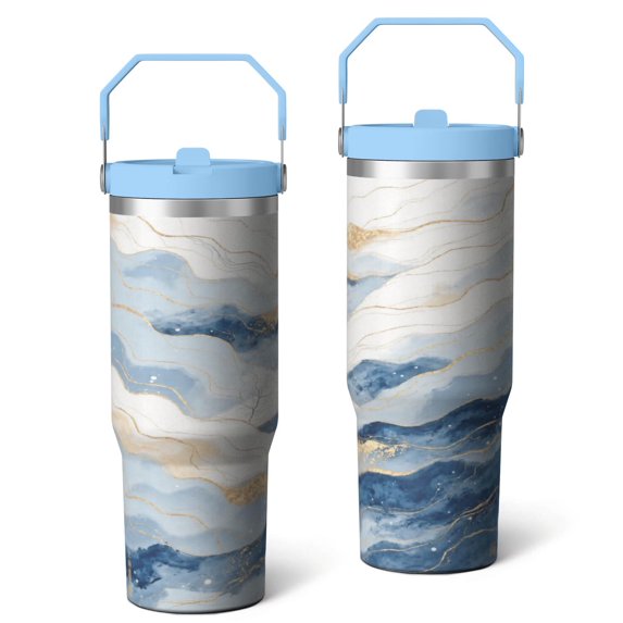30 Oz Tumbler Marble Geometric Flowers Tumbler with Lid and Straw, Birthday Gift Cup for Friend Women Men Coffee Travel Mug Thanksgiving Day Halloween Christmas Gift Water Bottle