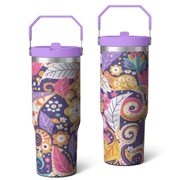 30 Oz Tumbler Paisley Tumbler with Lid and Straw, Birthday Gift Cup for Friend Women Men Coffee Travel Mug Thanksgiving Day Halloween Christmas Gift Water Bottle