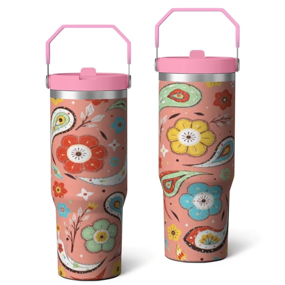30 Oz Tumbler Paisley Tumbler with Lid and Straw, Birthday Gift Cup for Friend Women Men Coffee Travel Mug Thanksgiving Day Halloween Christmas Gift Water Bottle