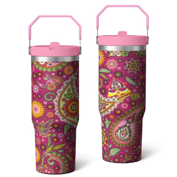 30 Oz Tumbler Paisley Tumbler with Lid and Straw, Birthday Gift Cup for Friend Women Men Coffee Travel Mug Thanksgiving Day Halloween Christmas Gift Water Bottle
