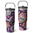 thumbnail image 1 of 30 Oz Tumbler Paisley Tumbler with Lid and Straw, Birthday Gift Cup for Friend Women Men Coffee Travel Mug Thanksgiving Day Halloween Christmas Gift Water Bottle, 1 of 7