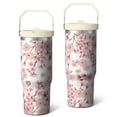 thumbnail image 1 of 30 Oz Tumbler Pale Pink Flowers Tumbler with Lid and Straw, Birthday Gift Cup for Friend Women Men Coffee Travel Mug Thanksgiving Day Halloween Christmas Gift Water Bottle, 1 of 7