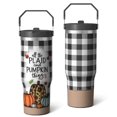 thumbnail image 1 of 30 Oz Tumbler Pumpkin with Black and White Grids Tumbler with Lid and Straw, Birthday Gift Cup for Friend Women Men Coffee Travel Mug Thanksgiving Day Halloween Christmas Gift Water Bottle, 1 of 7