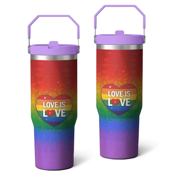 30 Oz Tumbler Rainbow Gradient Heart Tumbler with Lid and Straw, Birthday Gift Cup for Friend Women Men Coffee Travel Mug Thanksgiving Day Halloween Christmas Gift Water Bottle