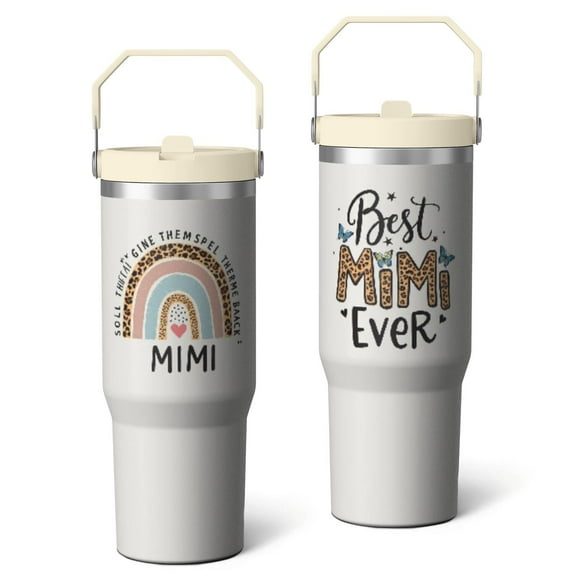 30 Oz Tumbler Rainbow MIMI Tumbler with Lid and Straw, Birthday Gift Cup for Friend Women Men Coffee Travel Mug Thanksgiving Day Halloween Christmas Gift Water Bottle